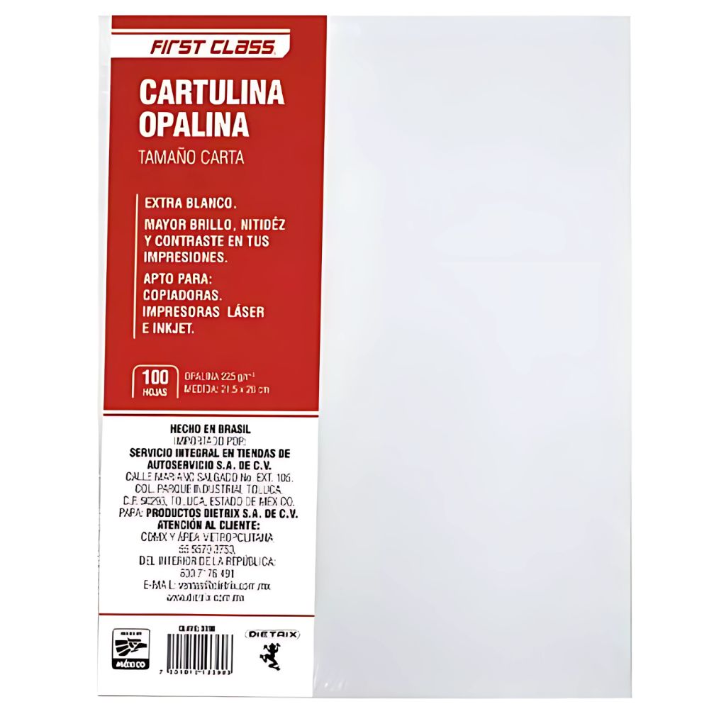 Cartulina Opalina Dietrix First Class | Carta 225g | 100 Hojas