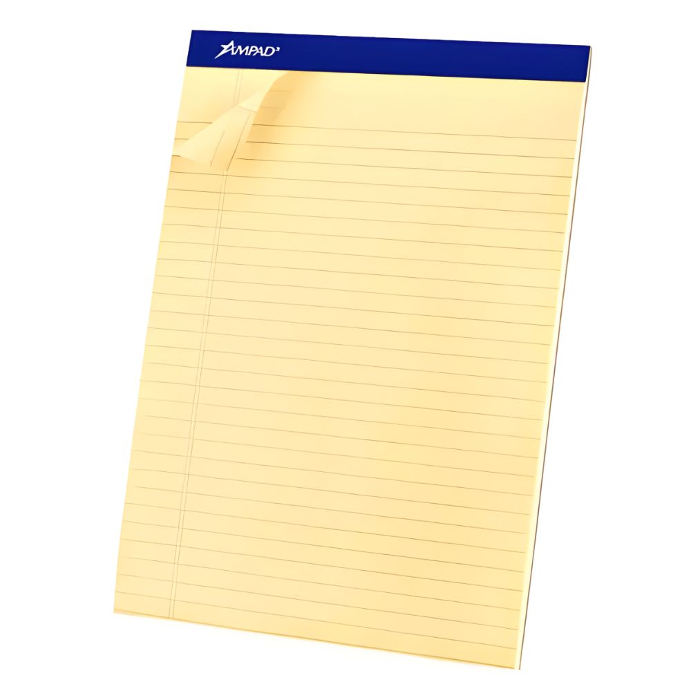 Block de Notas AMPAD Carta Amarillo Rayado | Paquete 12 Blocks x 50 Hojas | 20260
