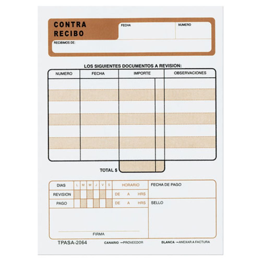 Contra Recibo Pinos Altos | 3 Blocks x 50 Hojas | 140 x 105 mm | Modelo 2064