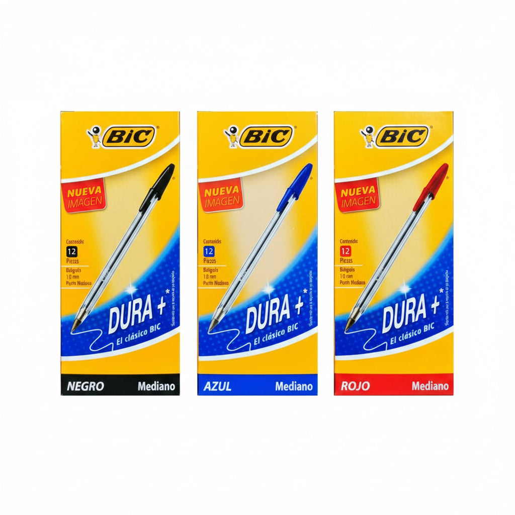 BOLIGRAFO BIC PUNTO MEDIANO C/12 Pzs Negro-azul-rojo