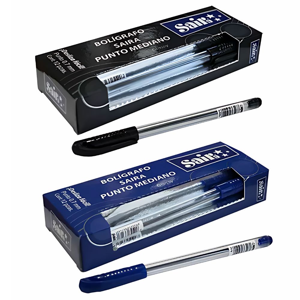 bolígrafo semi gel sajor, bolígrafo 0.7mm, bolígrafo negro y azul 12, pluma semi gel, sajor 900001