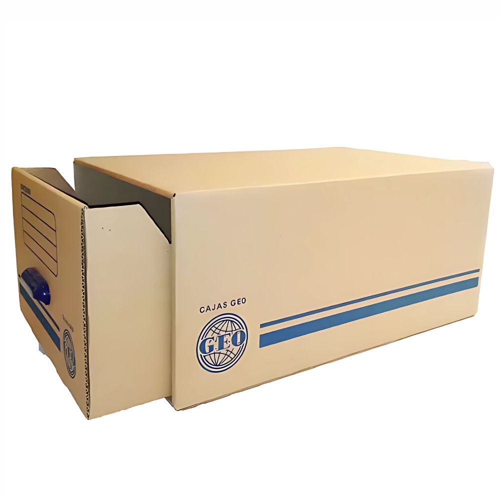 Caja De Archivo GEO Gaveta Kraft Oficio con Refuerzos y Jaladera 60x40x27 cm