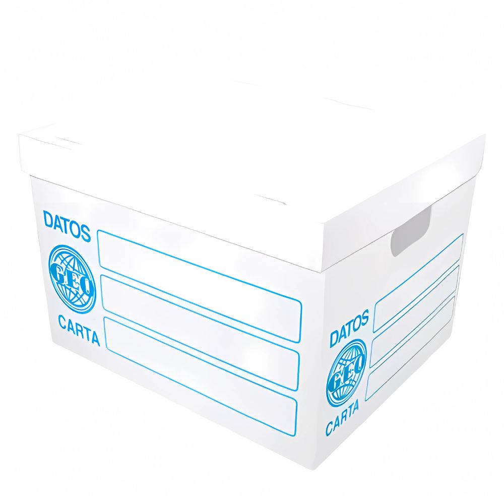 Caja De Archivo Plástica Geo Carta Blanca Calibre 0.3 mm 36.5x31x25 cm
