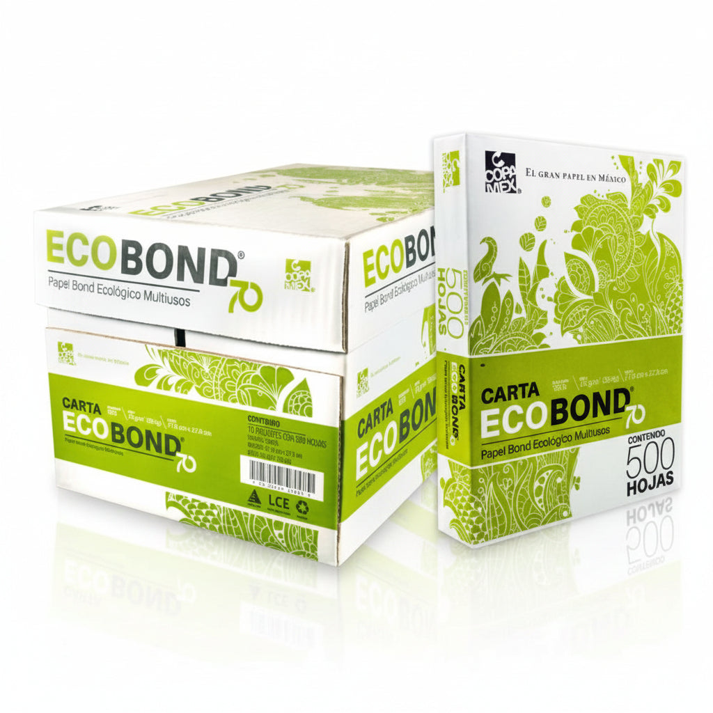 Papel Ecológico Ecobond Carta 70g 95 % Blanco | Caja con 5000 HojasCOLMENERO.SHOP