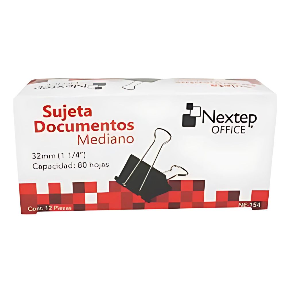 Sujeta Documentos Nextep Mediano 32mm (1 1/4") 12 Pzas