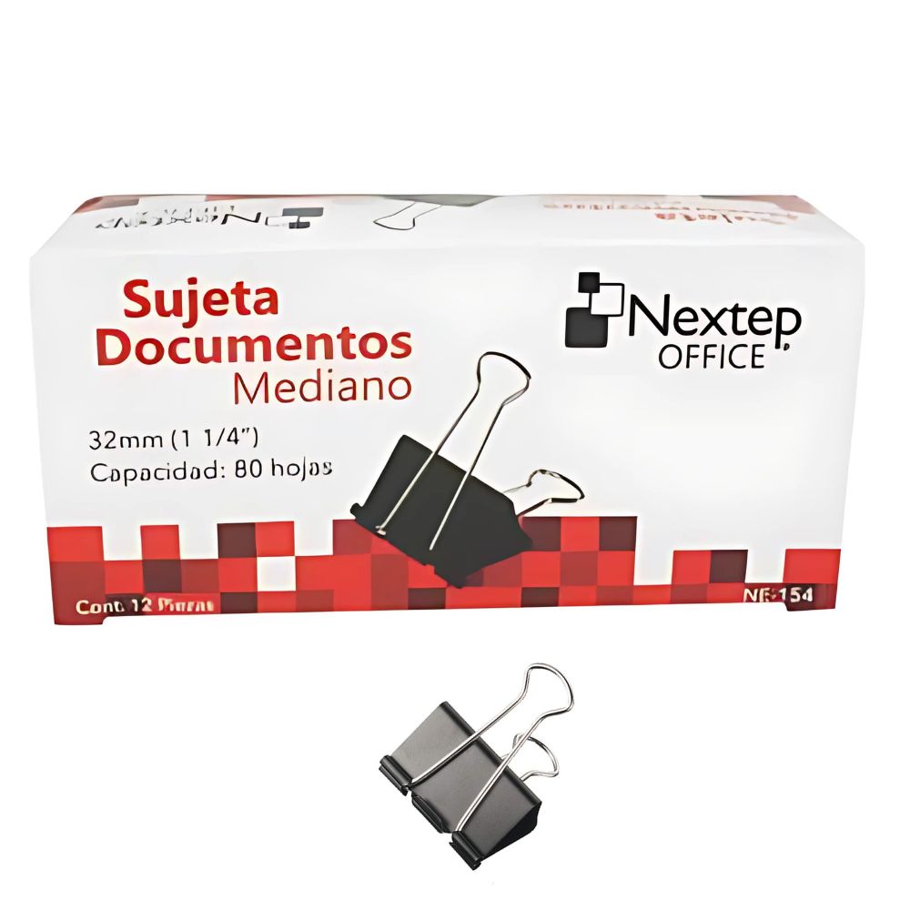 Sujeta Documentos Nextep Mediano 32mm (1 1/4") 12 Pzas