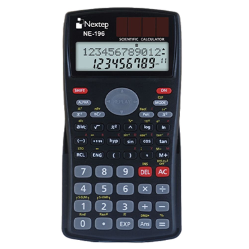 Calculadora Científica Nextep 10+2 Dígitos Doble Línea 240 Funciones Batería Solar