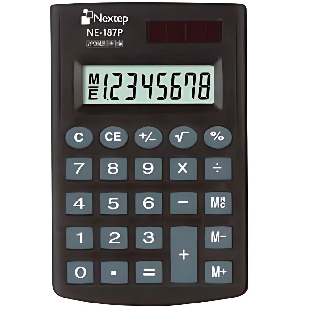 CALCULADORA DE BOLSILLO 8 DIG NEXTEP NE -187P SOLAR Y CARTERA