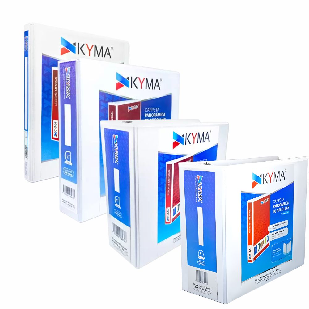 Carpeta Panorámica KYMA Carta Blanca | Herraje "D" ½" a 5" | Personalizable Profesional
