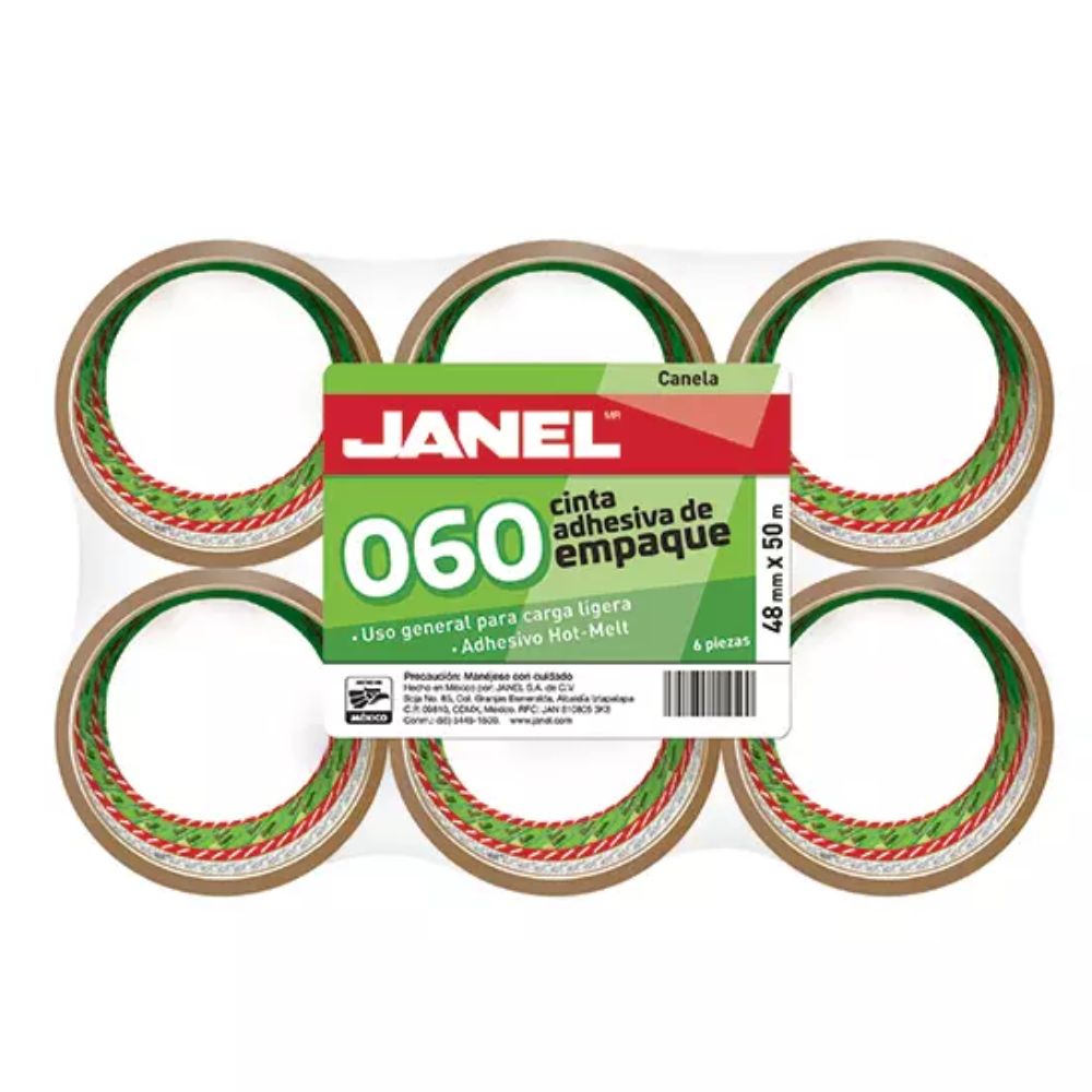 Cinta de Empaque Canela 48 x 50 Janel 060 c/6 pz - Colmenero Shop