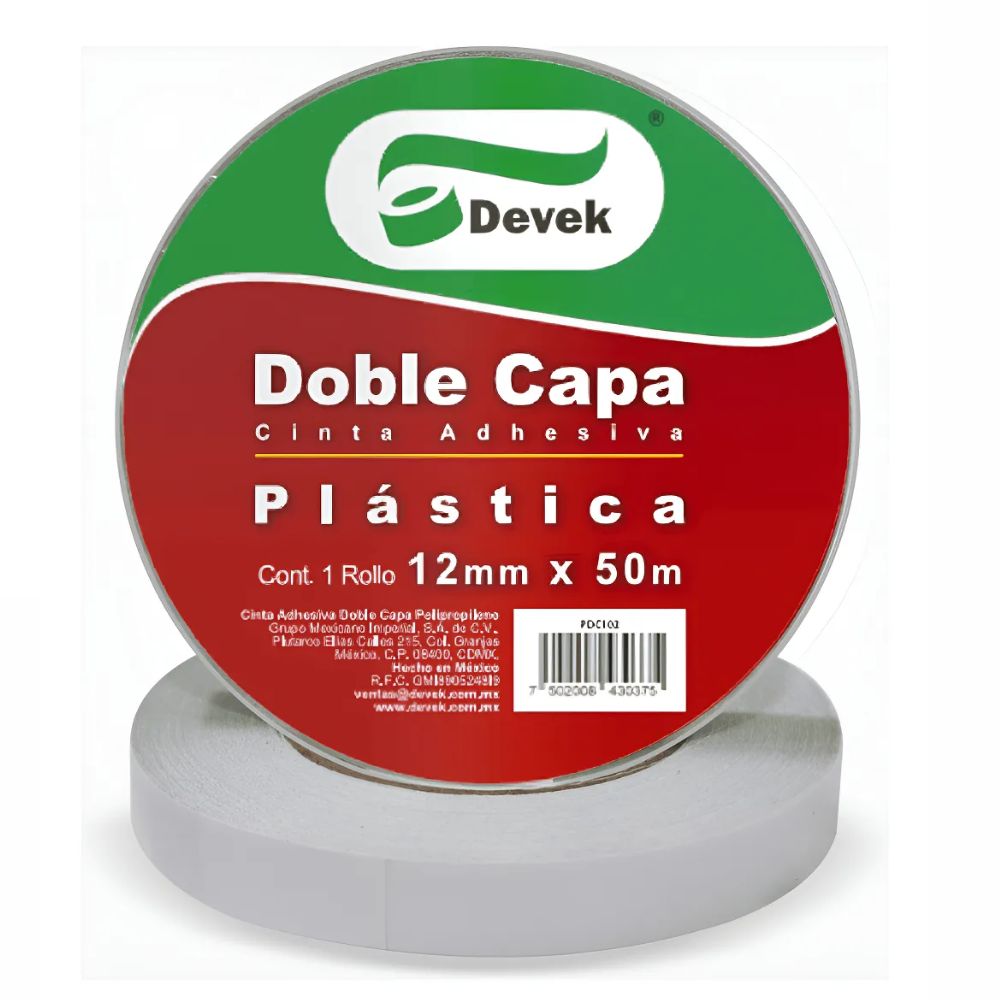 Cinta Doble Cara DEVEK | Polipropileno Adhesivo Acrílico 18 lb/in