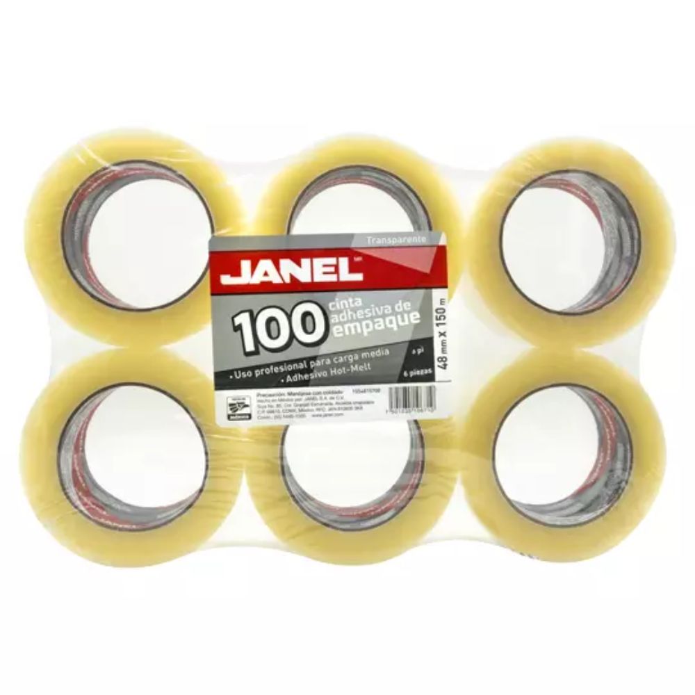 Cinta Empaque Transparente Janel 48x150 Mod. 100 C/6 Pz - Colmenero Shop