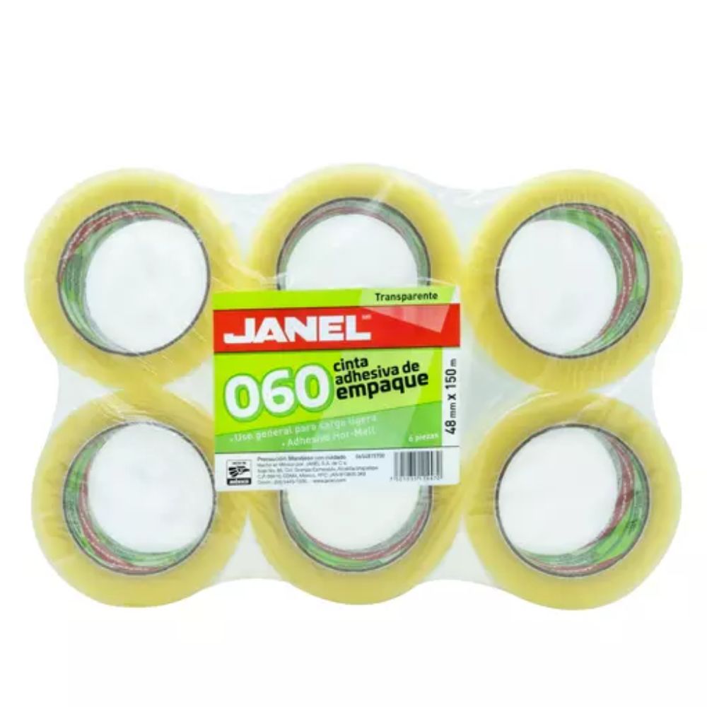 Cinta Janel 155 Empaque Transparente 48mmx50m Paquete C/6 Pzas