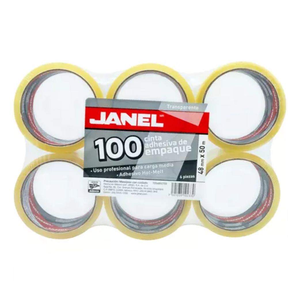 CINTA JANEL EMPAQUE TRANSP .048X50MTS PAQ C/6