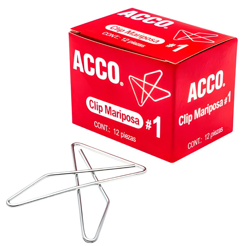 Clip Mariposa No. 1 Acco P1710 | Sujeción de 150 Hojas | Acero Cromado