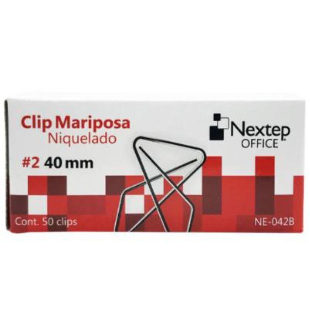 Clips Mariposa Nextep Niquelado #2 (40mm) - Paquete de 50 Clips NE-042BShop