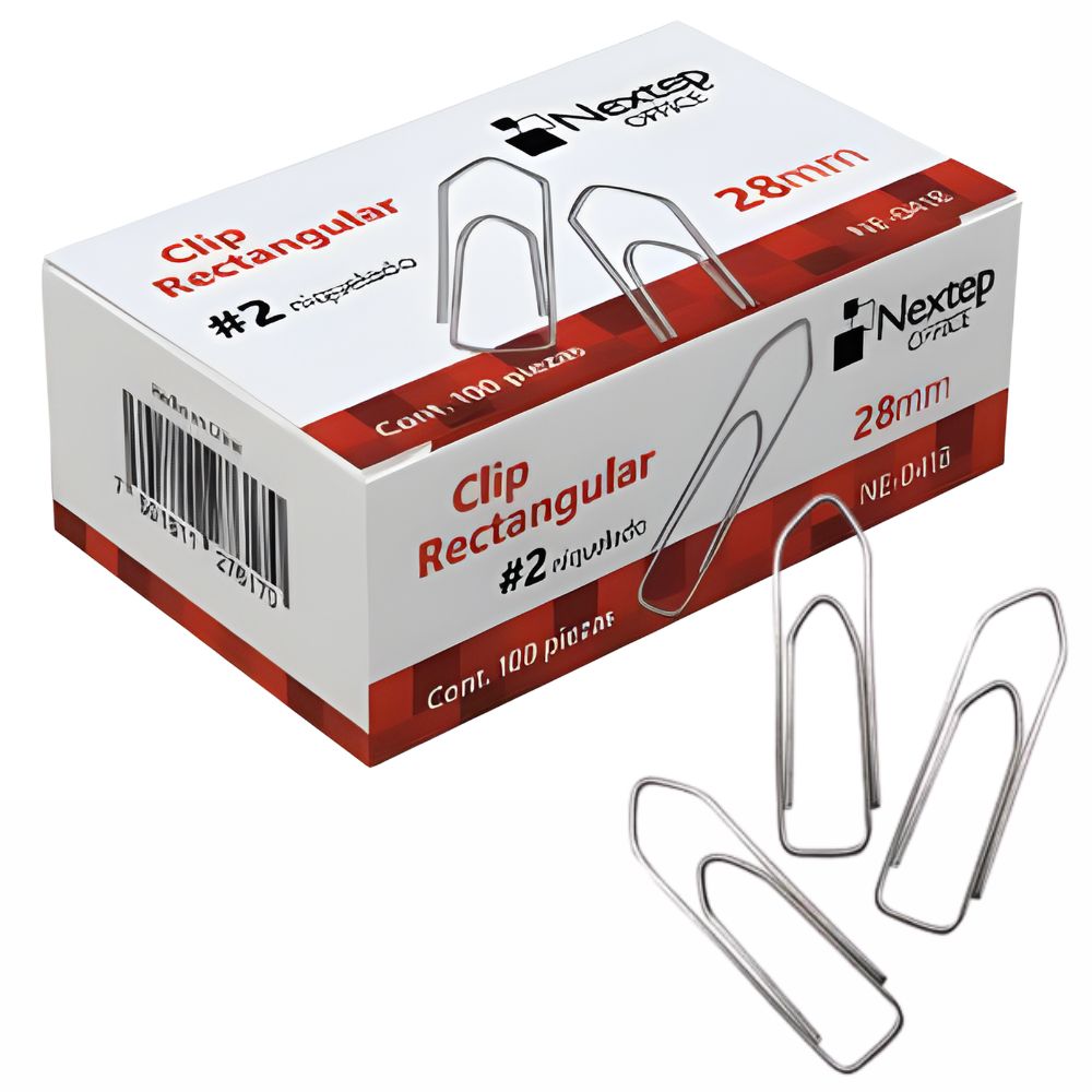 Clips Rectangulares NEXTEP Niquelados | $32 \text{ mm}$ y $28 \text{ mm}$ | Uso Ejecutivo
