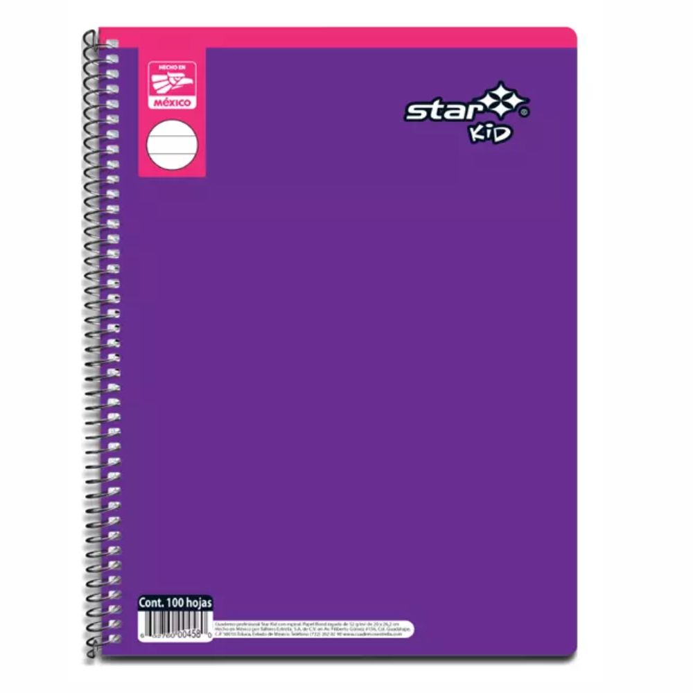 Cuaderno Profesional Estrella Kids Escolar | 100 Hojas | Cuadro, Raya | Pasta Variada