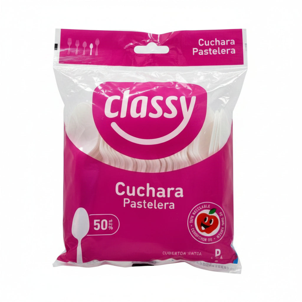 Cuchara de Plástico Pastelera Classy #0788 Paquete 50 Pzs