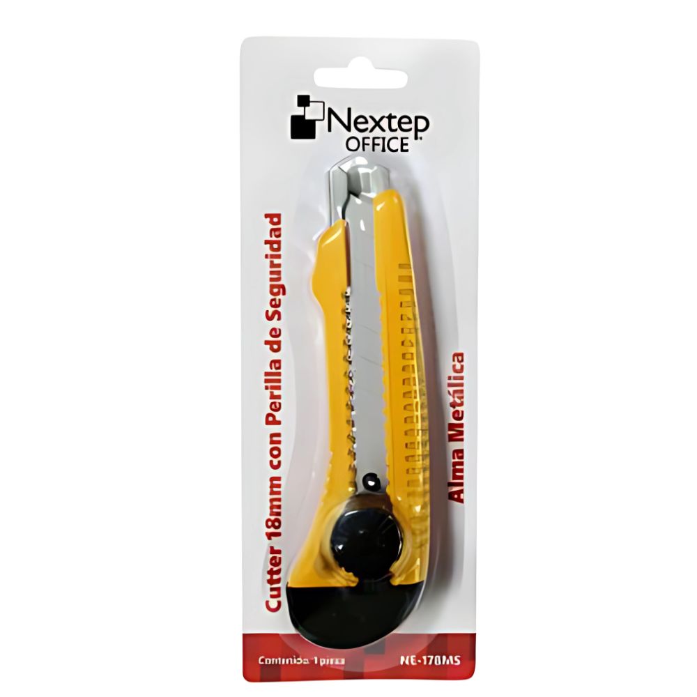 Cutter Nextep Grande Navaja 18 mm con Perilla de Seguridad y Alma Metálica