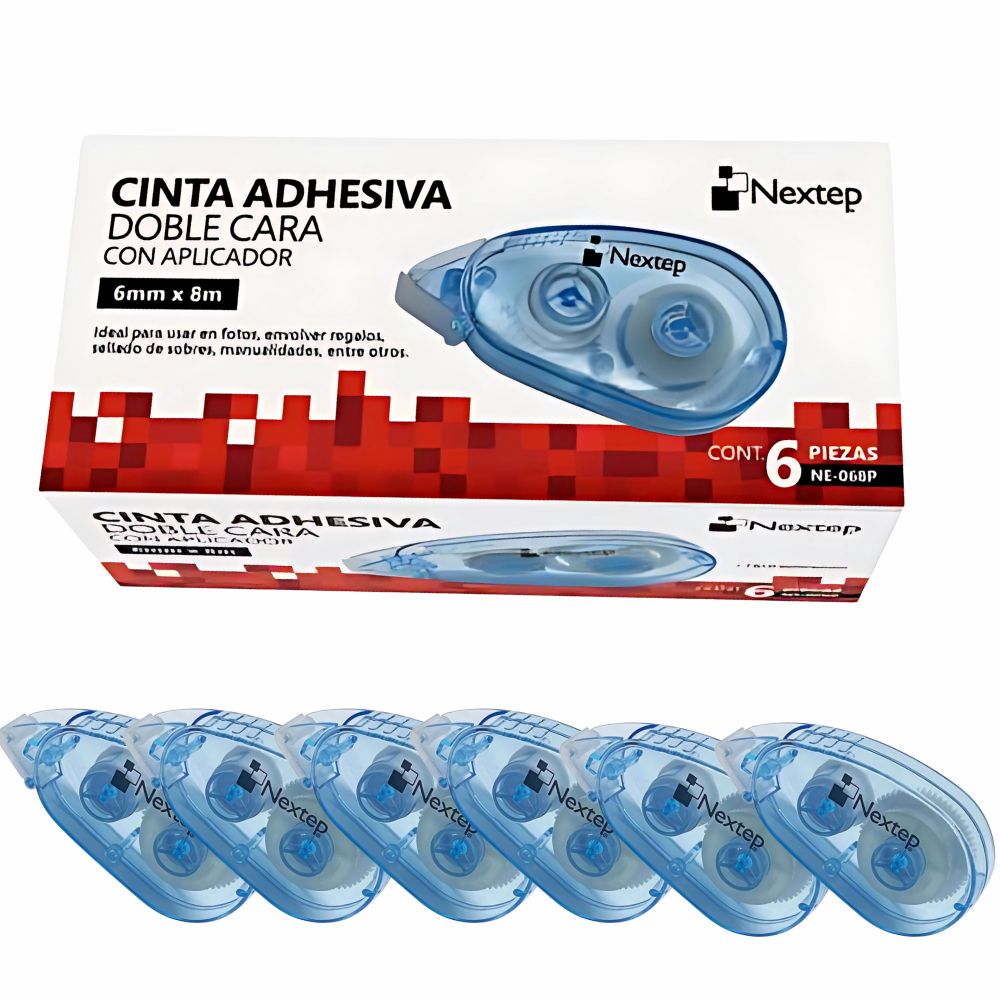 Dispensador Cinta Doble Cara Nextep | 6mm x 8m | Adhesivo