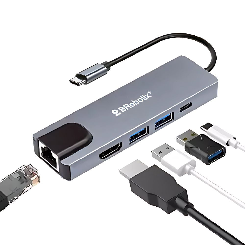Docking Hub Brobotix 5 en 1 USB-C | HDMI, RJ45, USB 3.0