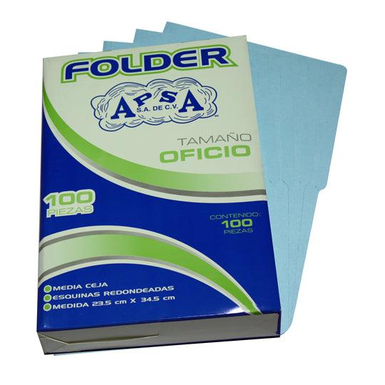 Folder Apsa AZUL Tamaño Oficio, Paquete Con 100 Piezas - Colmenero Shop