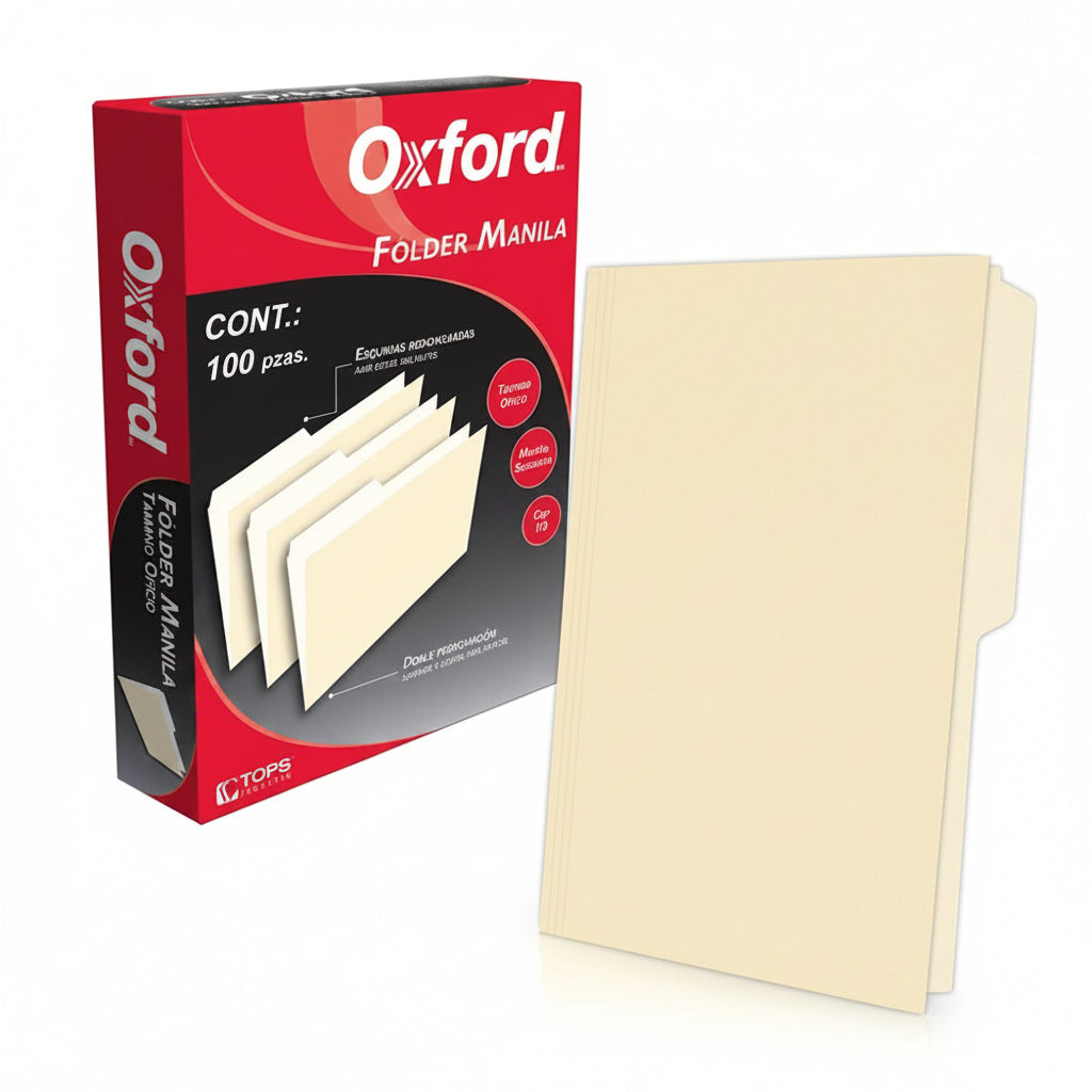 Folder Manila Oxford Oficio Ceja 1/2 M751 (100 Pzas)