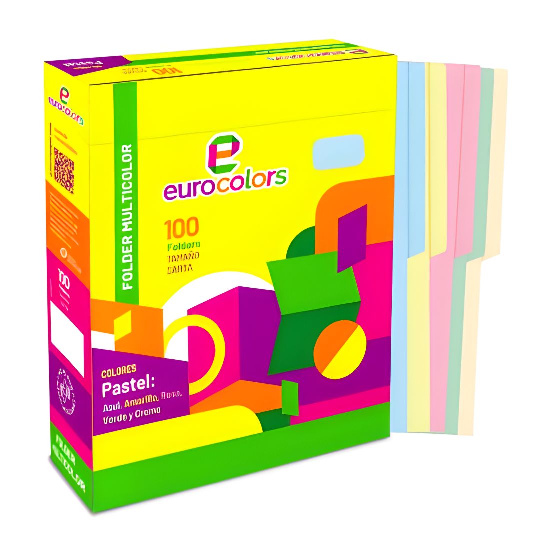Folder Mapasa Carta Multicolor 100 pzs