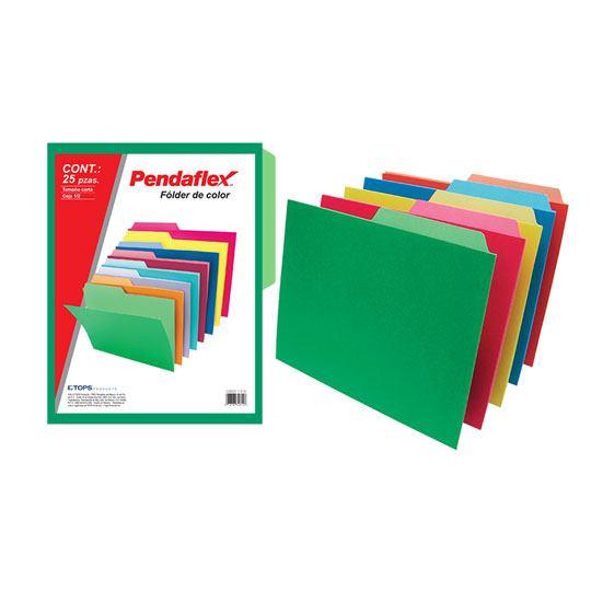 Folder De Color Pendaflex Carta Color Surtido Intenso Ceja 1/2 Caja Con 25 Pzas - Colmenero Shop
