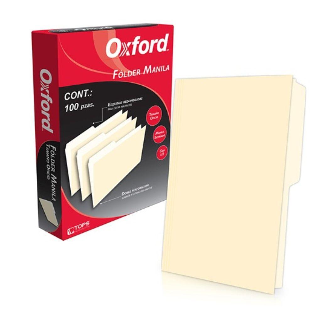 Folder Manila Oxford Oficio Ceja 1/2 Caja Con 100 Pzas - Colmenero Shop