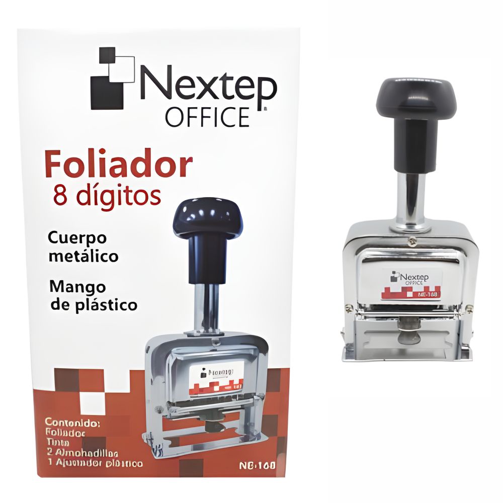 Foliador Automático Nextep NE-168 | 8 Dígitos | Cuerpo de Metal | Sello Numerador