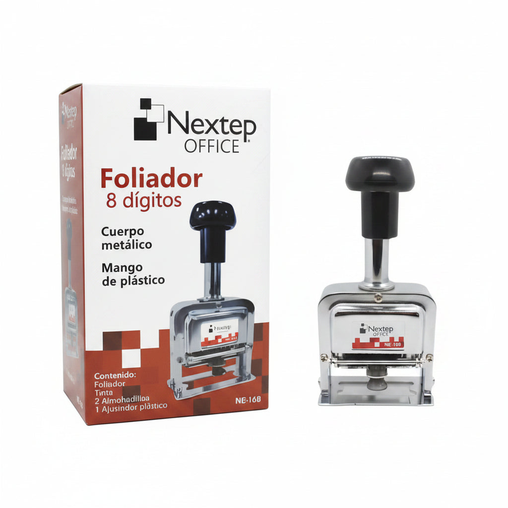Foliador Automático Nextep NE-168 | 8 Dígitos | Cuerpo de Metal | Sello Numerador