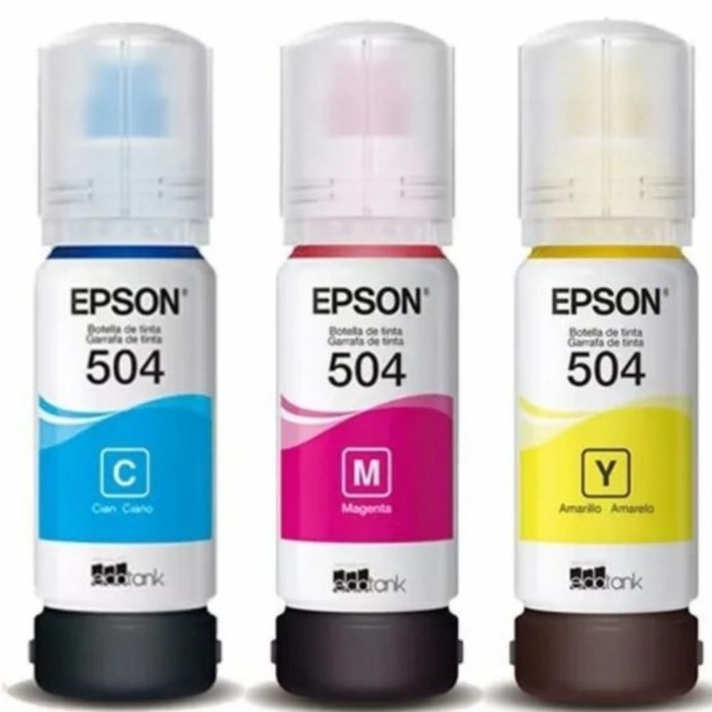 tinta epson t504, kit de tintas epson 3 colores, tinta continua epson