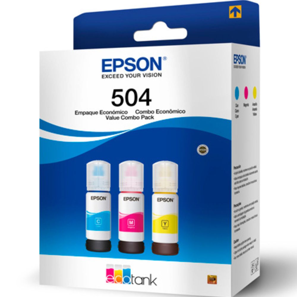 Kit Tintas Epson T504 | Cyan, Magenta, Amarillo | Tinta Continua 3x70ml