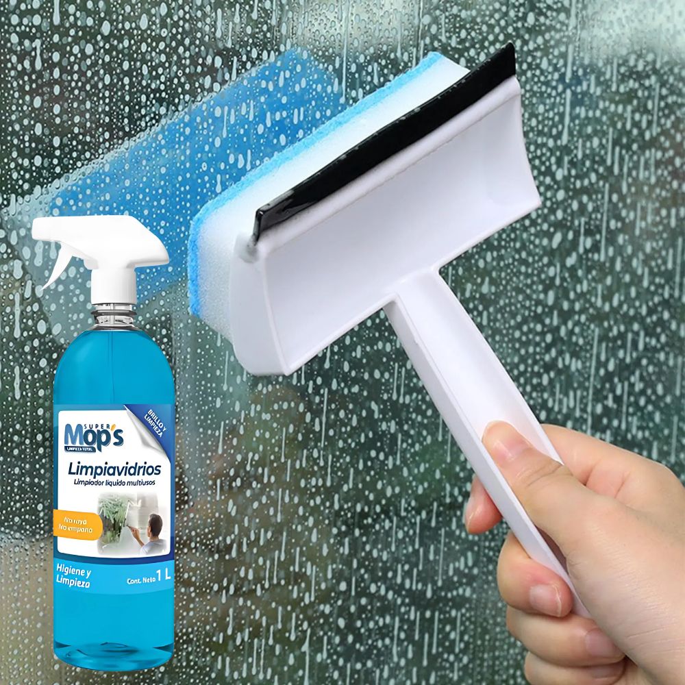 Limpiador de Vidrios Super Mops 1 Lt | Con Atomizador y Aroma Neutro