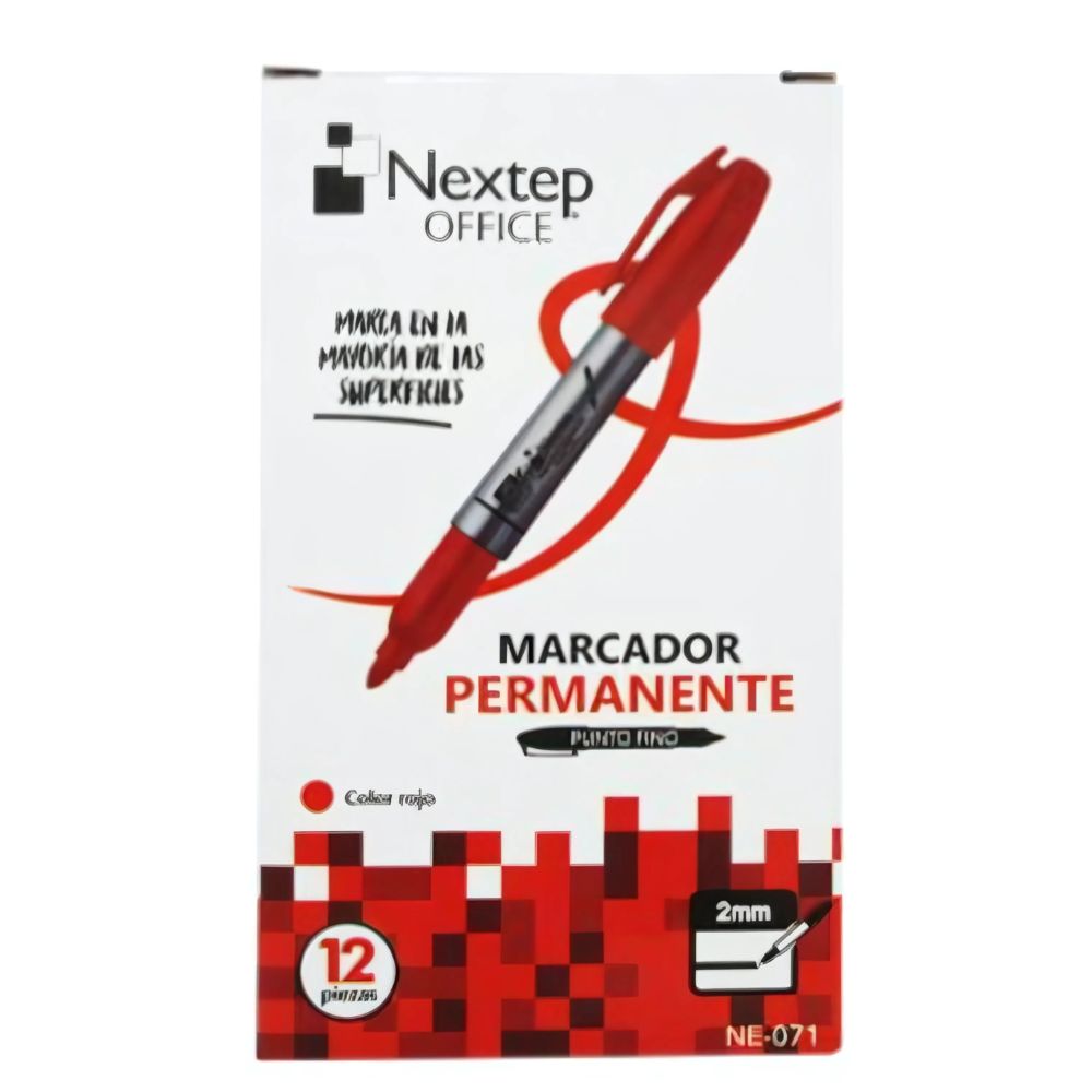 Marcador Permanente Fno Rojo Nextep ne-071 -12pzs