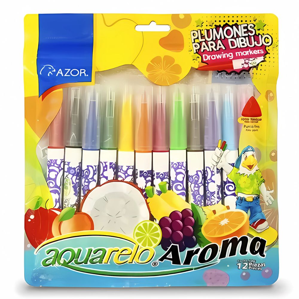 Marcador Lavable Aquarelo Jr. Punta Bala1 Mm Colores 12 Pzas 2912