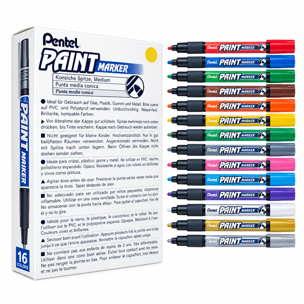 Marcador Permanente Pentel Paint Marker MMP20 | Caja con 12 Piezas | Colores a Elegir