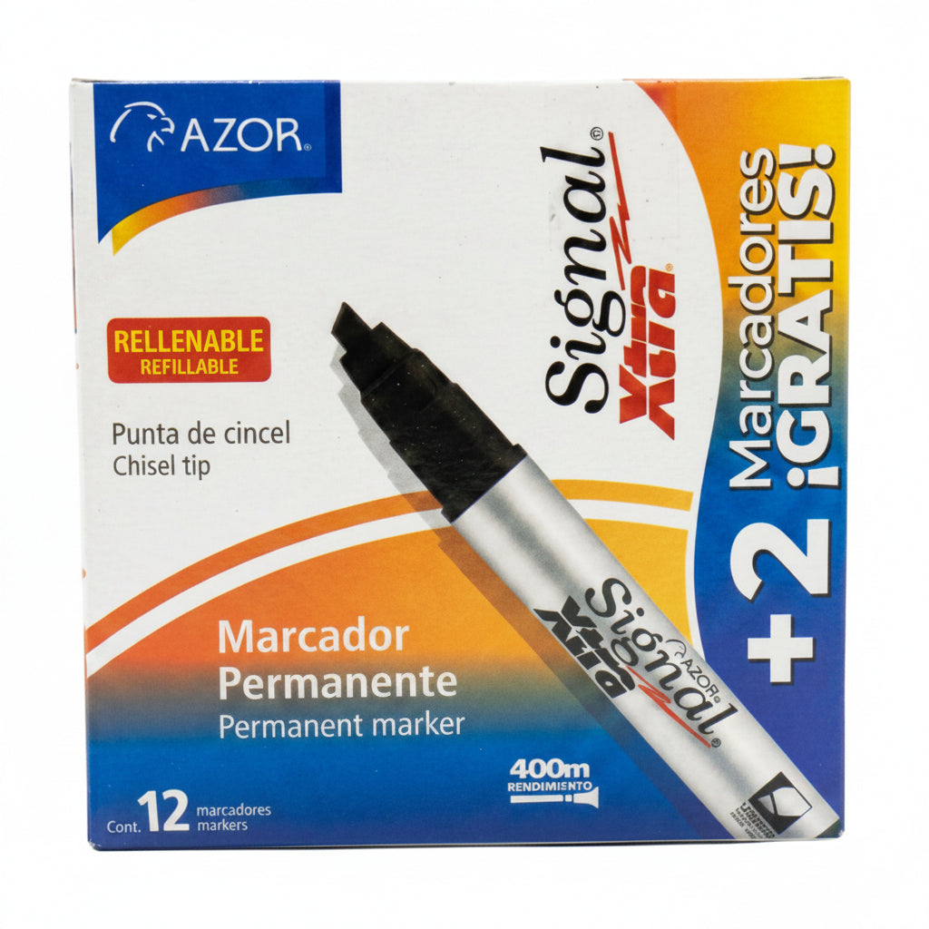 Marcador Permanente Signal Xtra Punta Cincel 6 Mm Caja Con 12+2 Pzas - Colmenero Shop