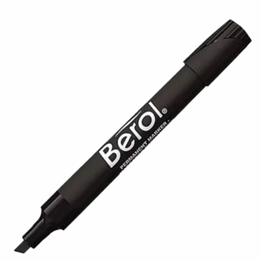 Marcador Permanente Berol Negro | Caja con 12 | Punta de Cincel
