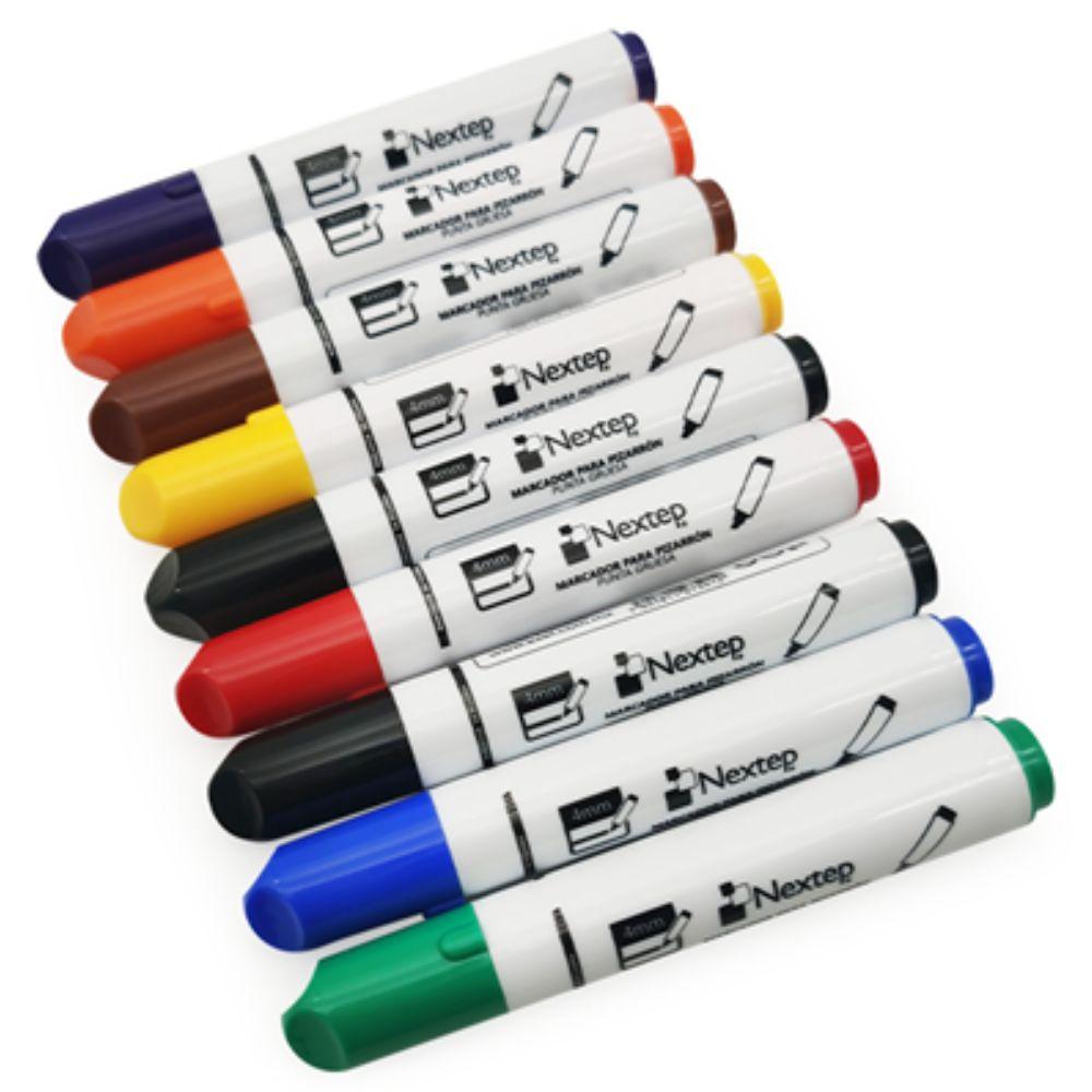 Marcador Para Pizarrón Blanco Nextep 8 Colores Punta Gruesa Cincel 4mm - Colmenero Shop