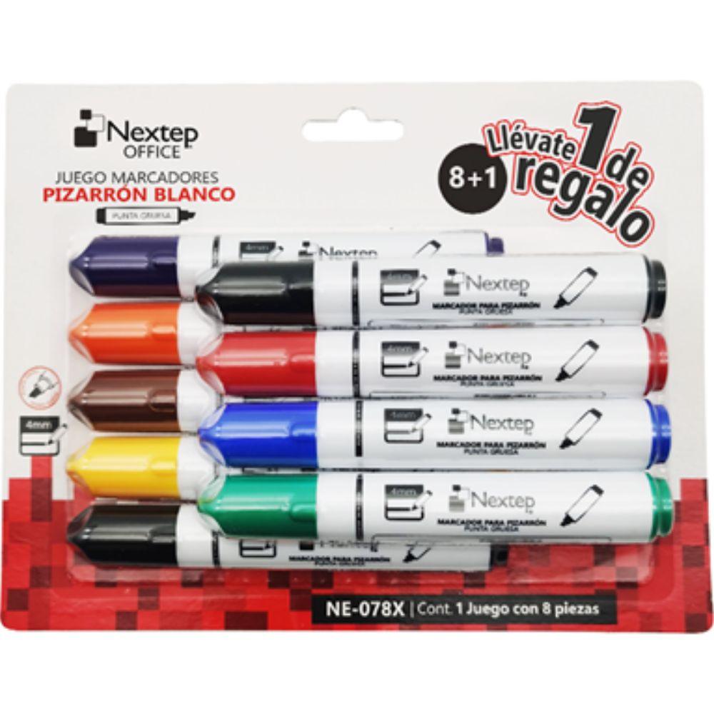 Marcador Para Pizarrón Blanco Nextep 8 Colores Punta Gruesa Cincel 4mm - Colmenero Shop