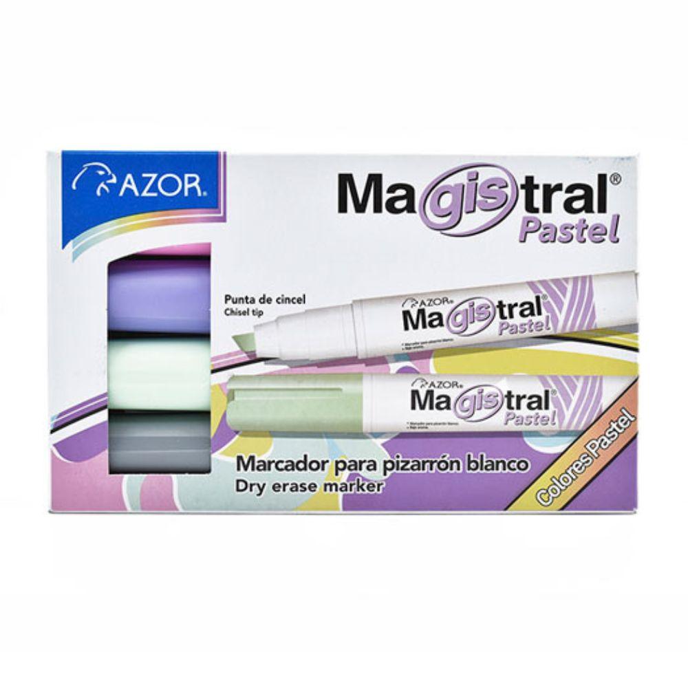 Marcador Magistral Didáctico Punta Cincel 6 Mm Colores Pastel Con 4 Pzas 8354P - Colmenero Shop