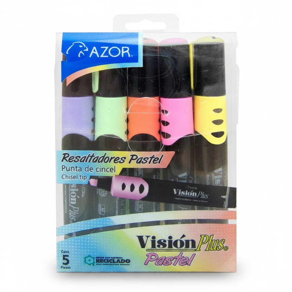 Resaltador Vision Plus Surtido C/5 colores Pastel - Colmenero Shop