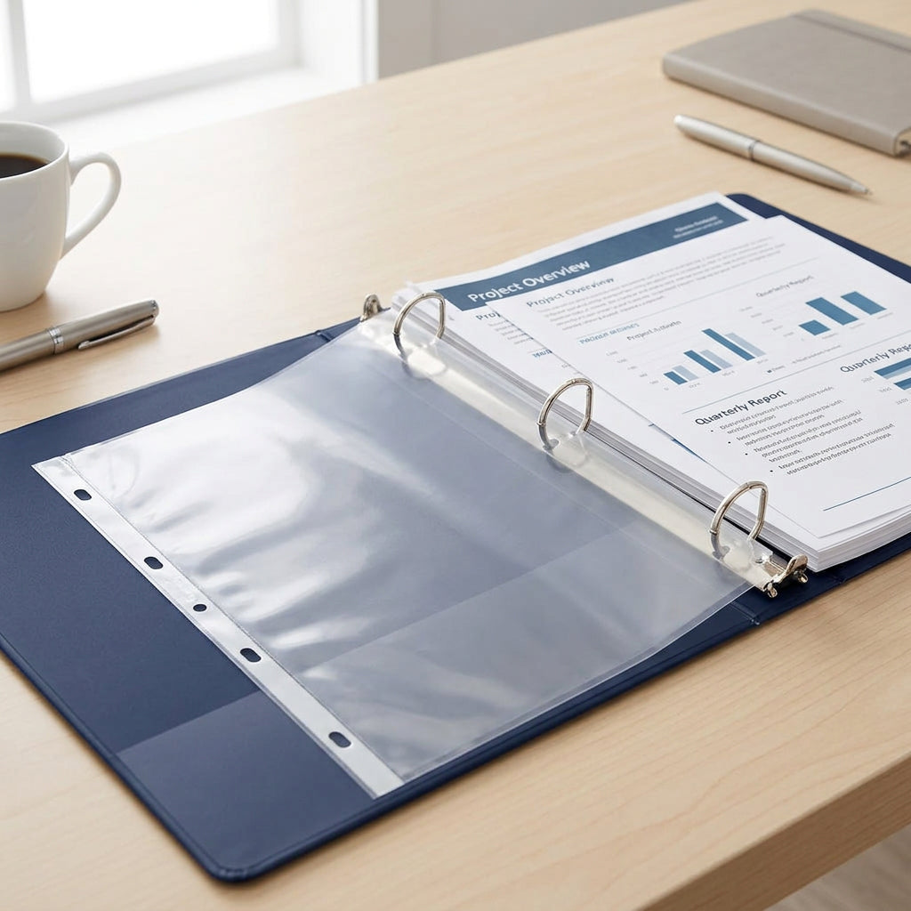 Caja de 100 micas protectoras de hoja tamaño carta transparentes marca Nextep NE-020