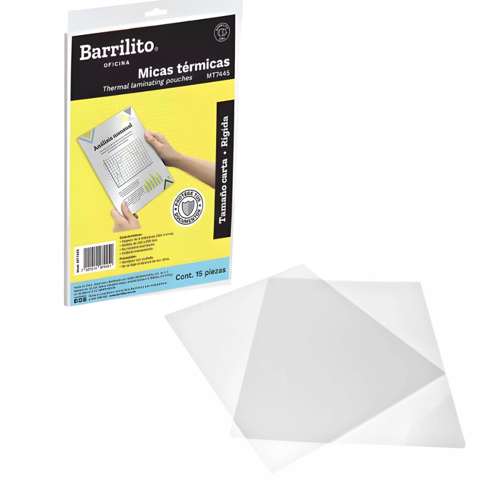 Mica Térmica Barrilito Carta | 8 Milésimas (MT7445) | Paquete 15 pzas