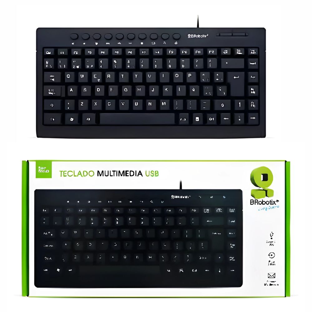 Teclado USB Mini Negro Multimedia Brobotix | 963067