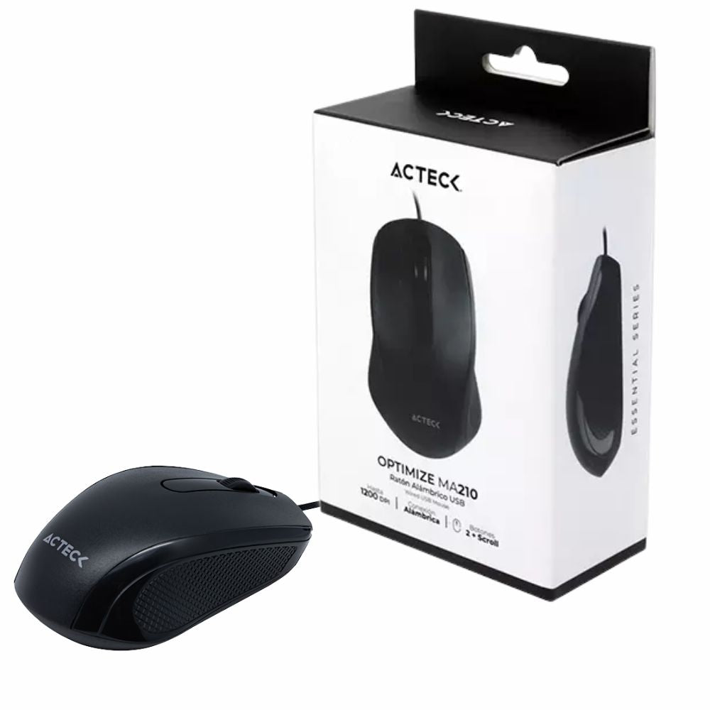 Mouse Acteck Alámbrico Negro AC-928830 | Sensor Óptico USB