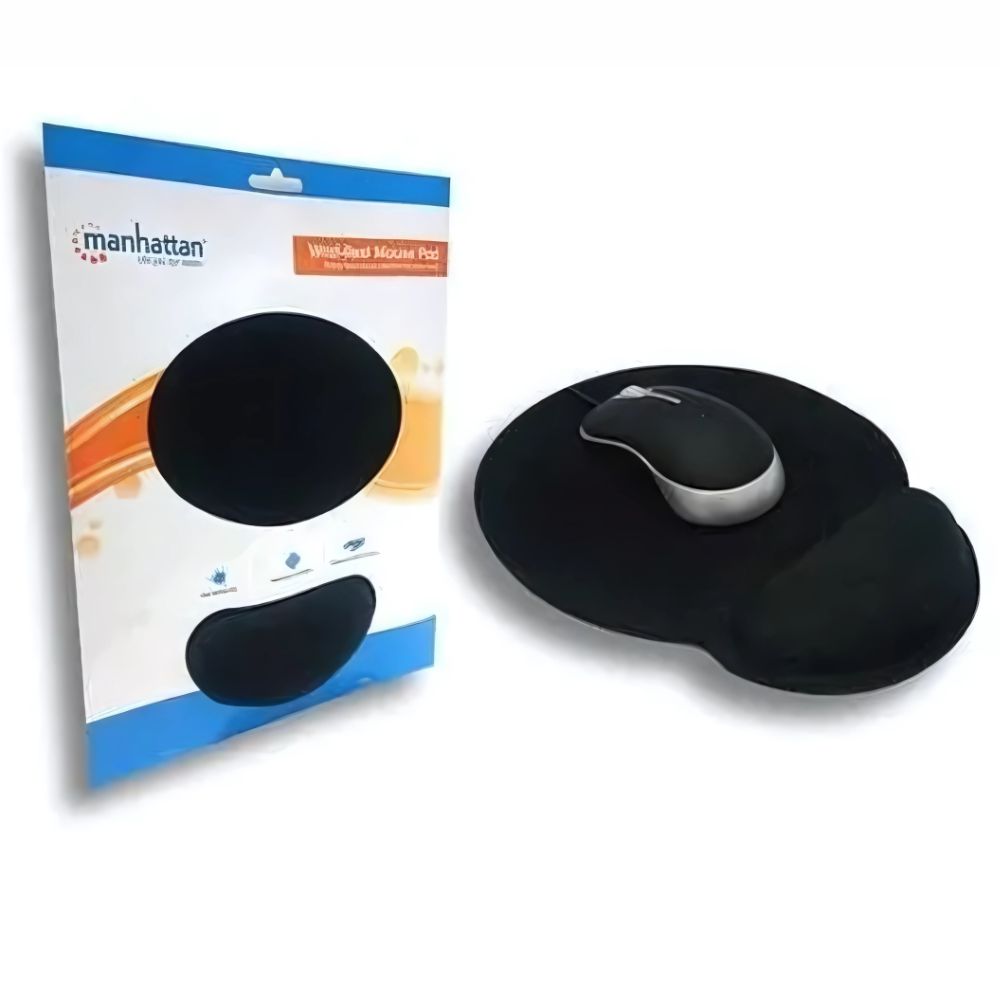 Mousepad Ergonómico Manhattan Negro 434362 | Reposamuñecas Gel